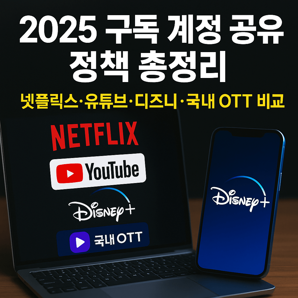 2025 구독 계정 공유 정책 총정리: 넷플릭스&middot;유튜브&middot;디즈니부터 국내 OTT까지