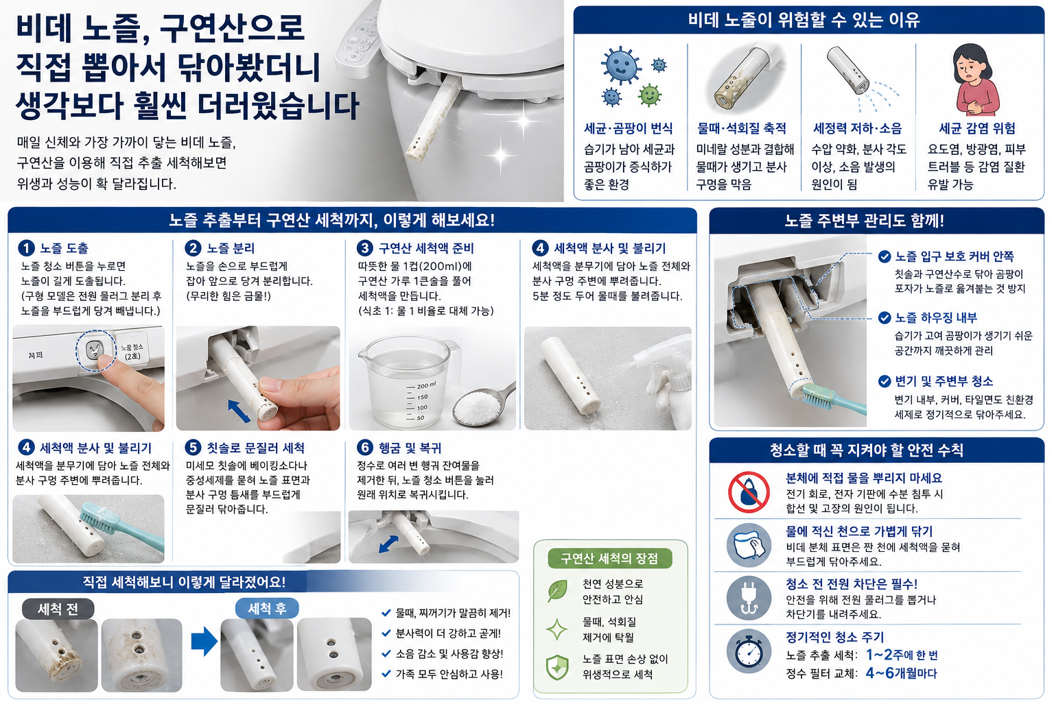 비데 노즐, 구연산으로 직접 뽑아서 닦아봤더니 생각보다 훨씬 더러웠습니다