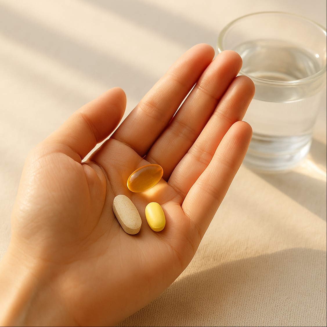 영양제 복용 순서와 비타민 복용 시간, 햇살 아래 건강한 손