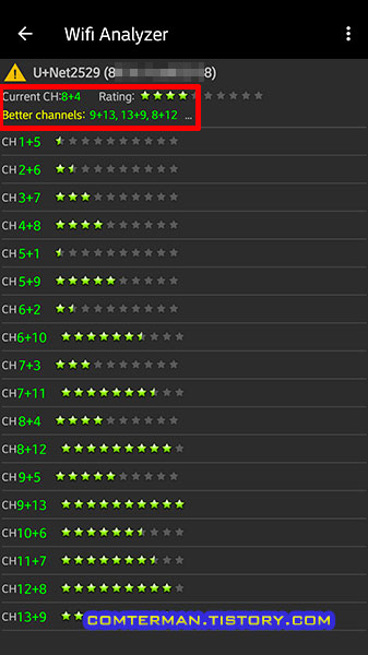Wifi Analyzer 채널 추천