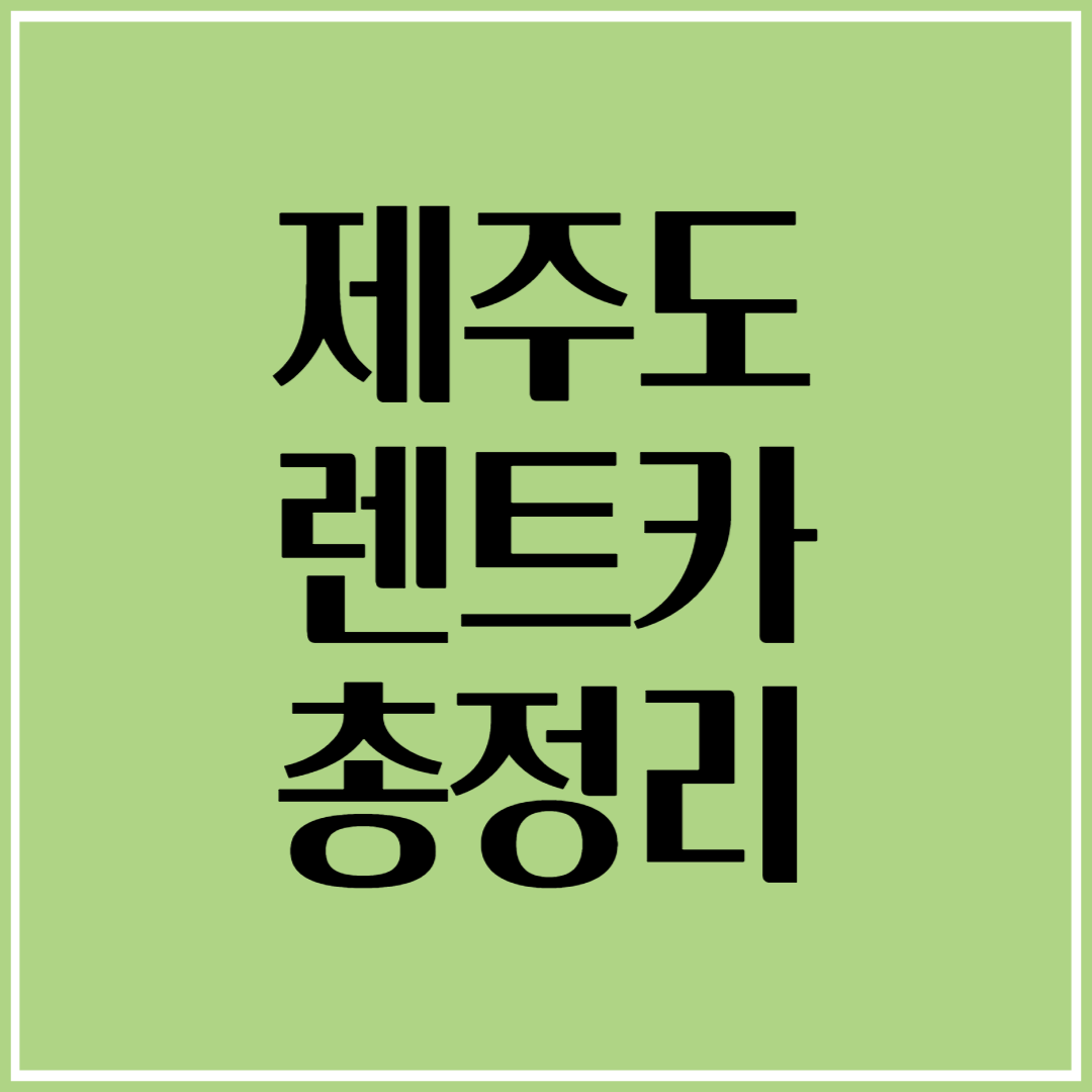 제주 렌트카: 전기차 vs 내연기관 &자차보험 총정리!