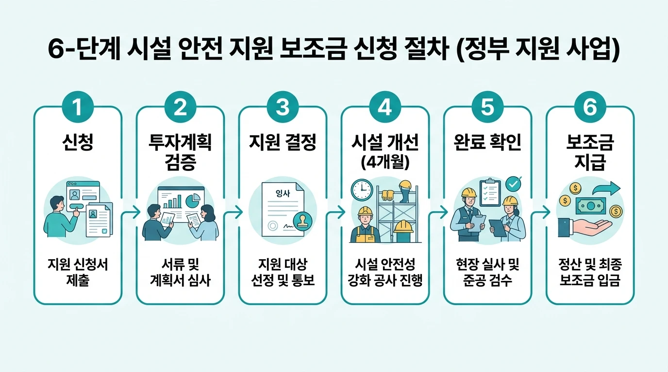 소규모 특화 안전일터 조성지원 신청 절차 6단계