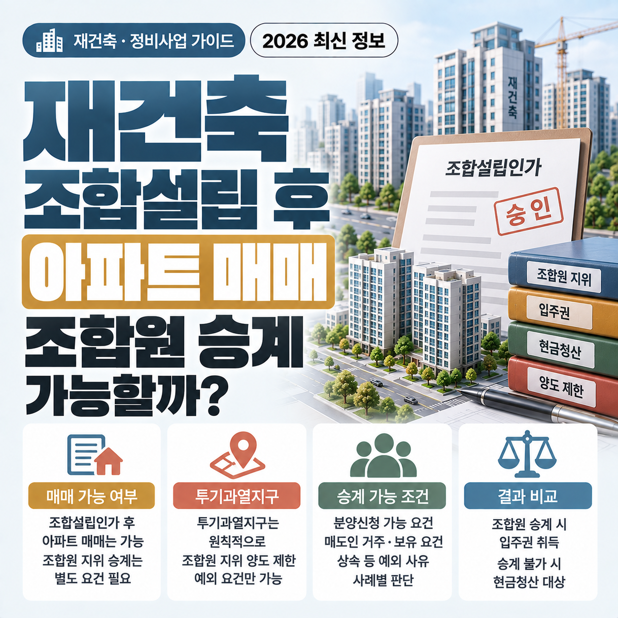 재건축 조합설립인가 후 아파트 매매 시 조합원 지위 승계 기준