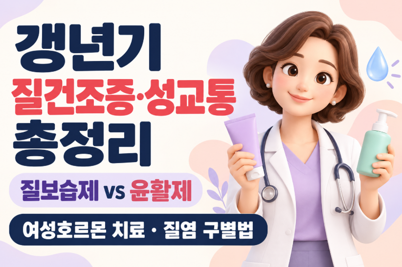 갱년기 질건조증&middot;성교통 총정리｜질보습제&middot;윤활제 차이&middot;여성호르몬 치료&middot;질염 구별법