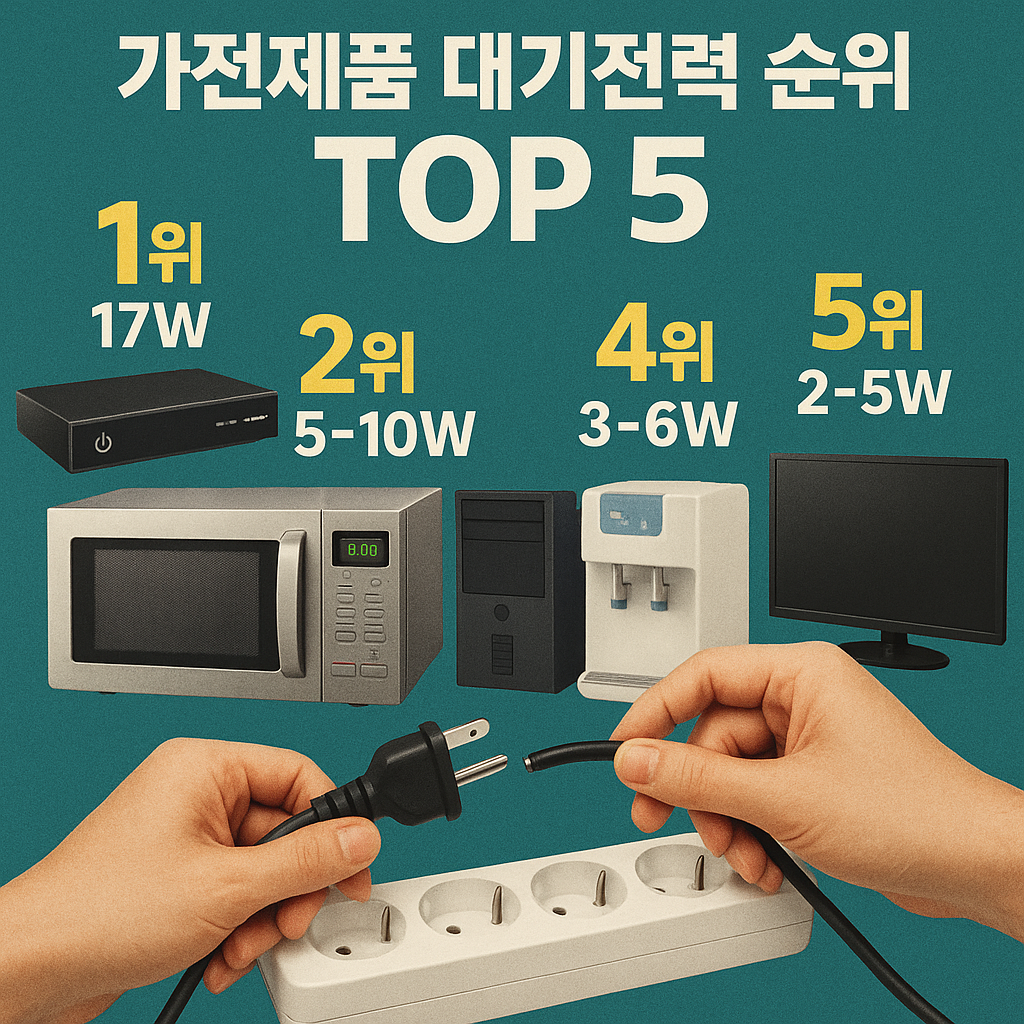 가전제품 대기전력 순위에 대한 이미지