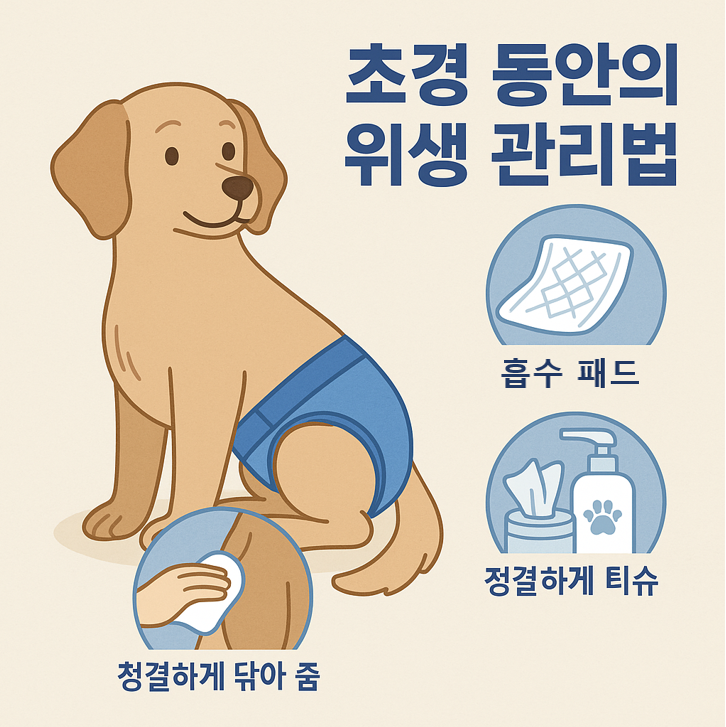 강아지 초경 기간 동안의 위생 관리법 이미지