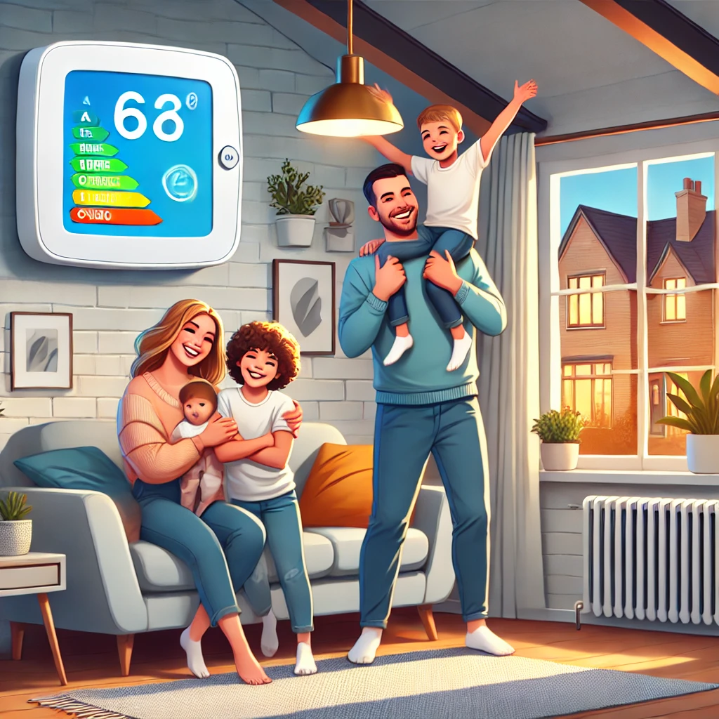 난방비 부담이 줄어들어서 행복해하는 가족