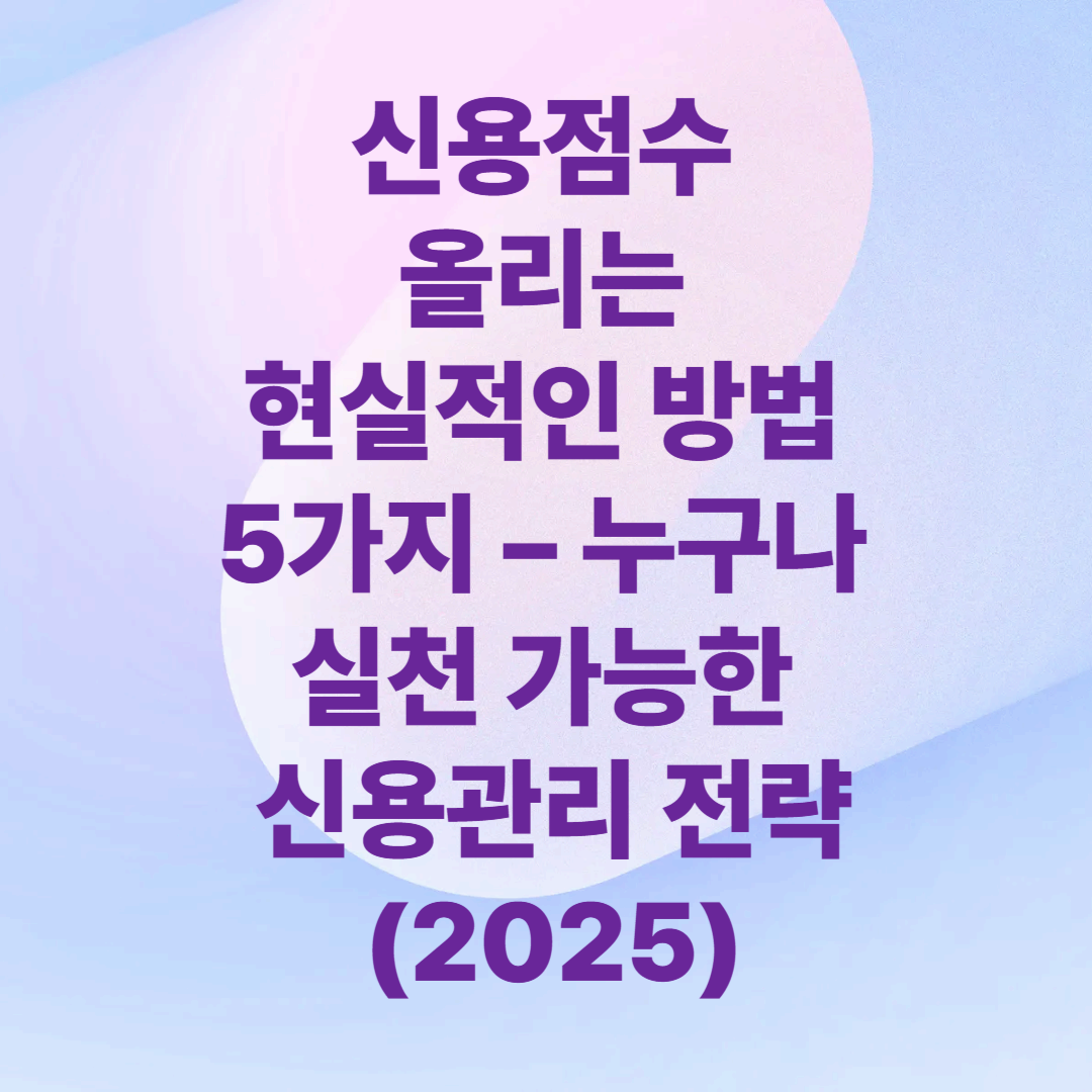 신용점수 올리는 현실적인 방법 5가지 &ndash; 누구나 실천 가능한 신용관리 전략 (2025)