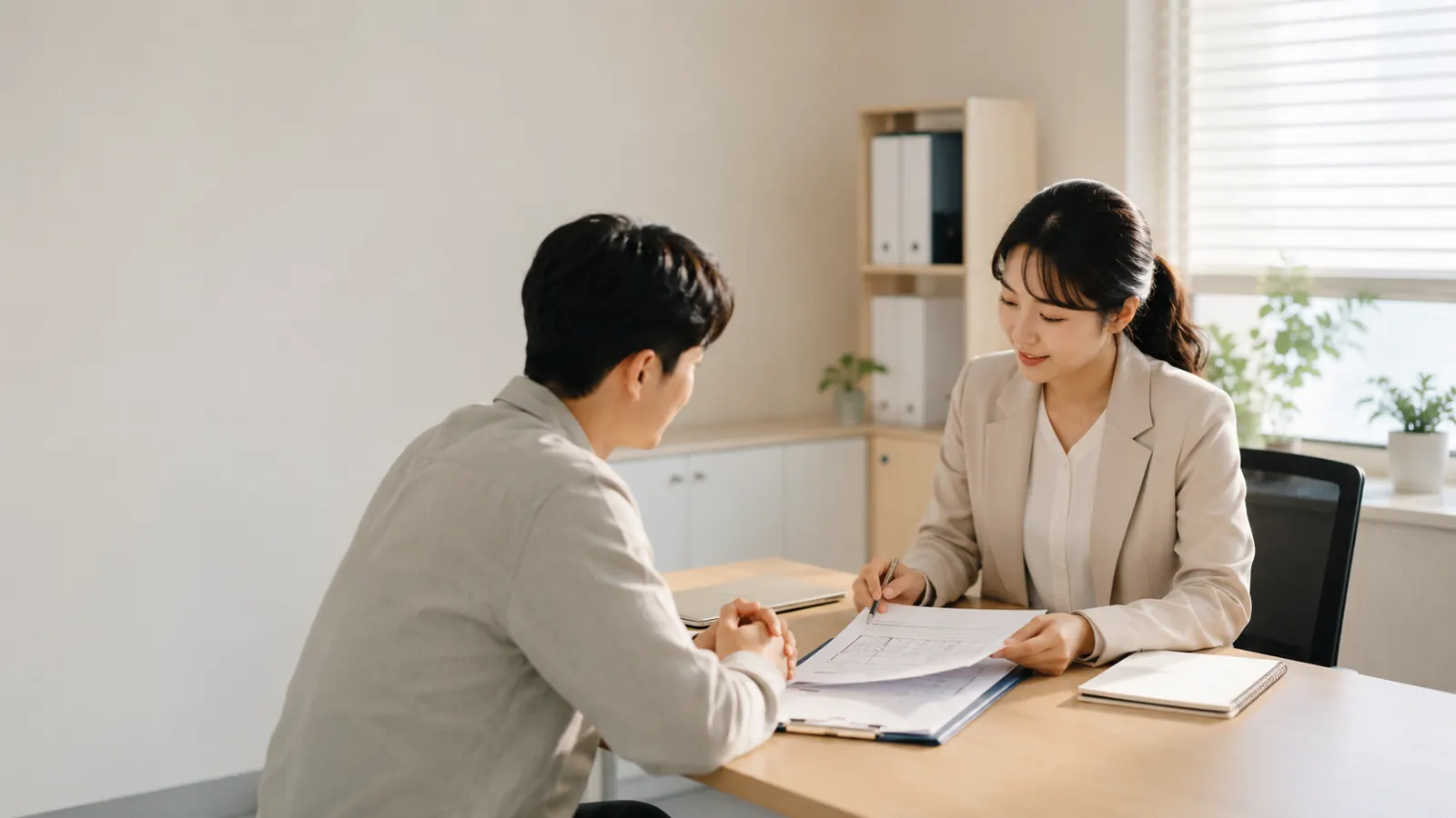 전세보증금 문제 해결을 위해 상담을 진행하는 임차인과 관계자 이미지