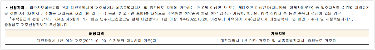 관저 푸르지오 센트럴파크 청약 신청 자격