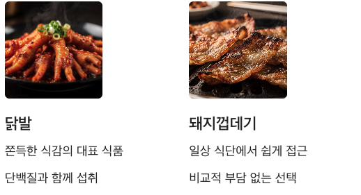 콜라겐 많은 닭발과 돼지껍데기