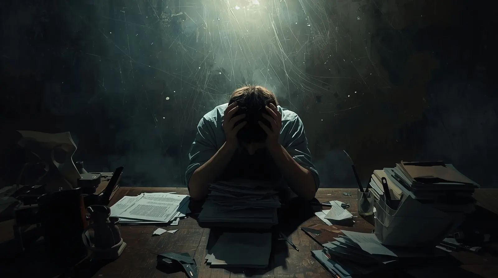 “디지털 피로로 감정적으로 지친 사람의 모습”