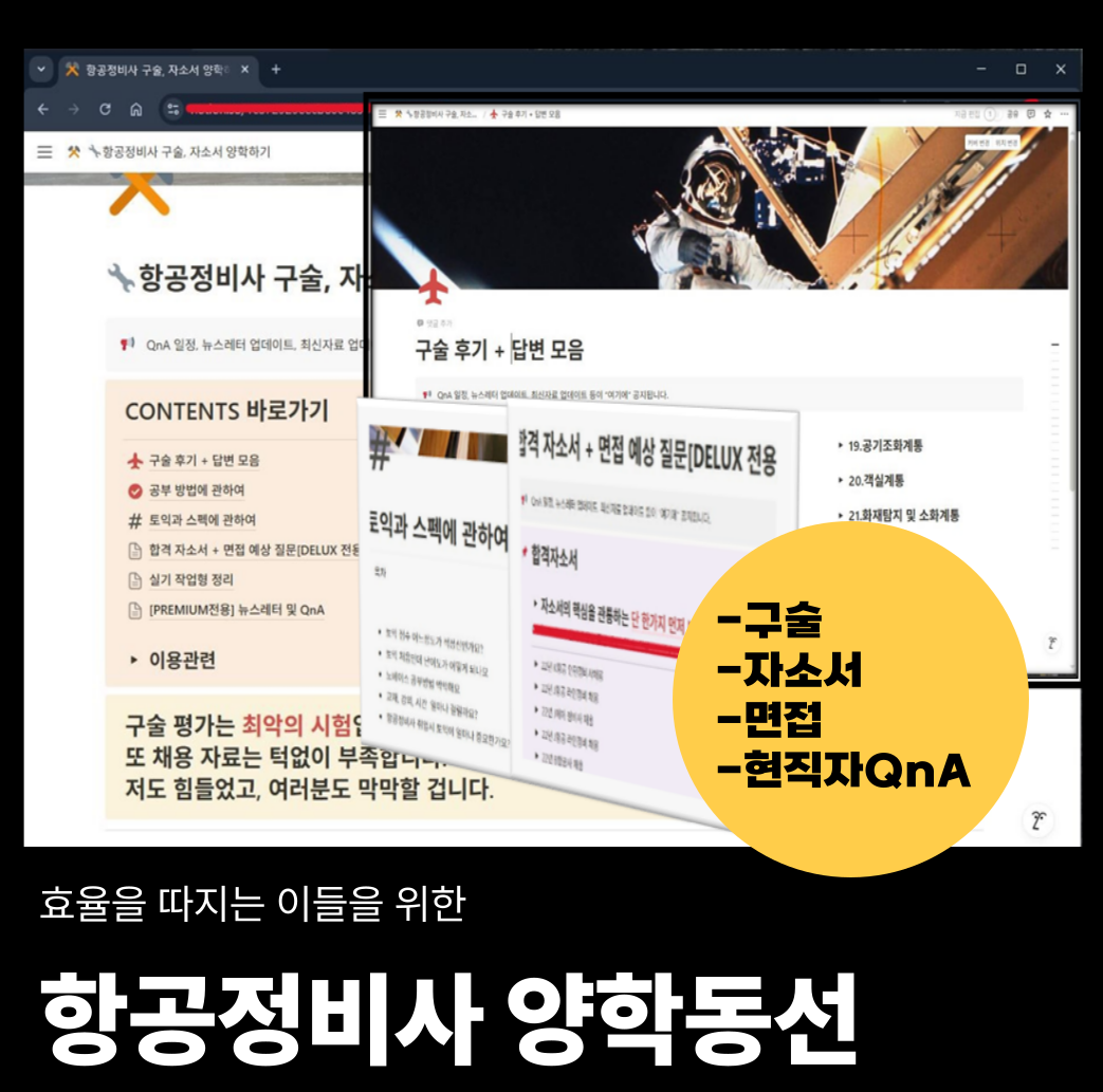 항공정비사 면장, 자소서 자료