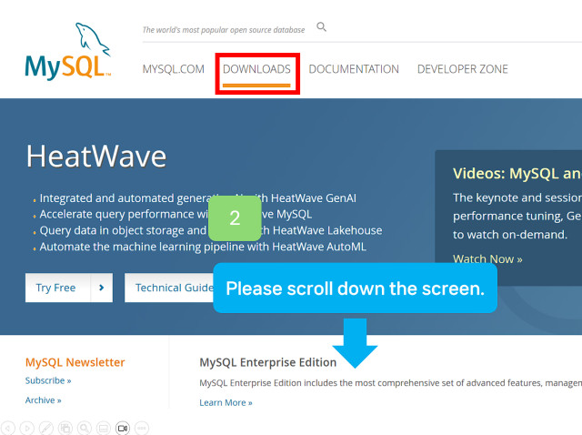 MySQL 사이트에 접속