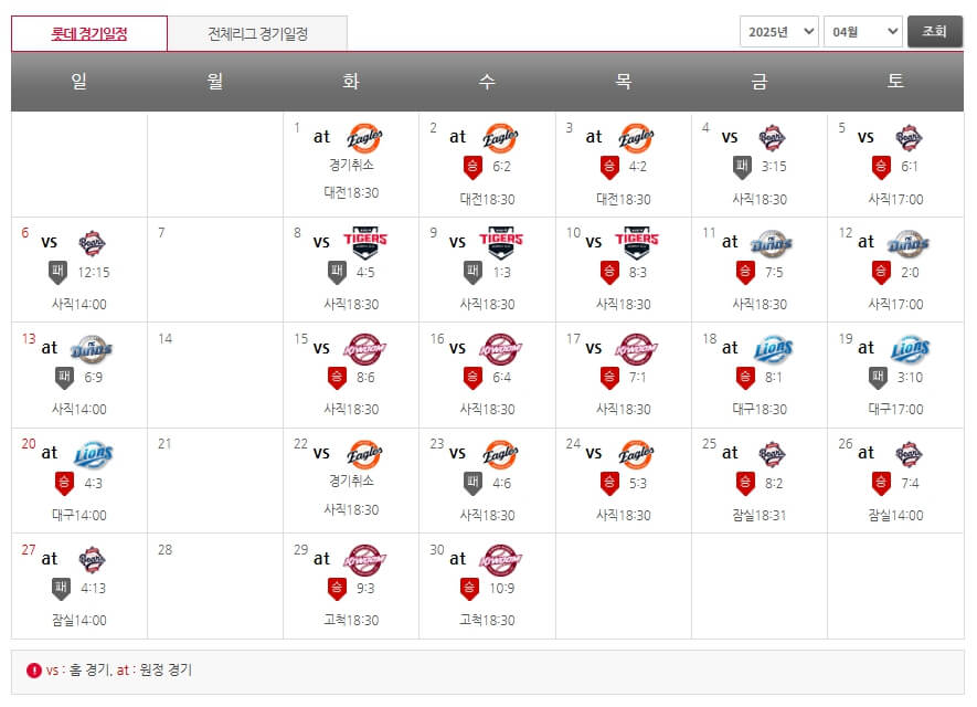 2025 롯데자이언츠 선수 코치명단 경기일정 알아보기