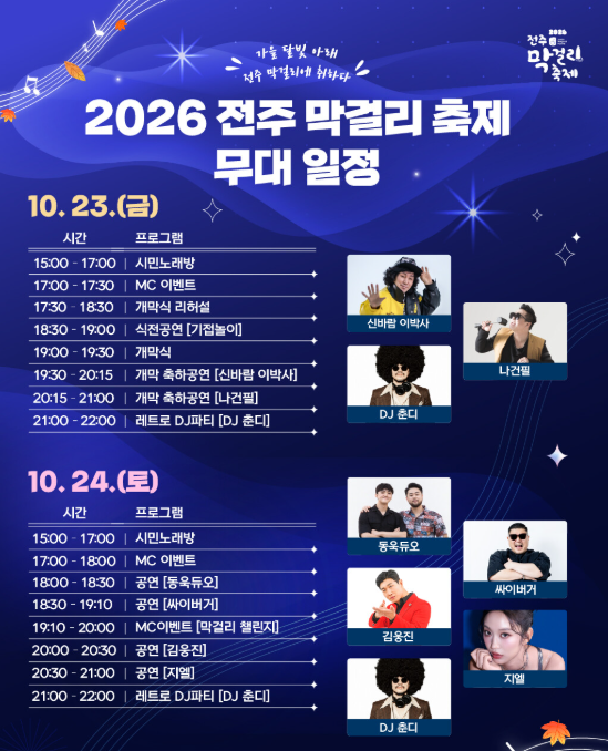 2026 전주 막걸리 축제 일정, 가수, 위치 한눈에 정리