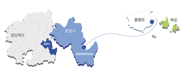 포항울릉도 페리 노선 안내 (출처: 대저페리)