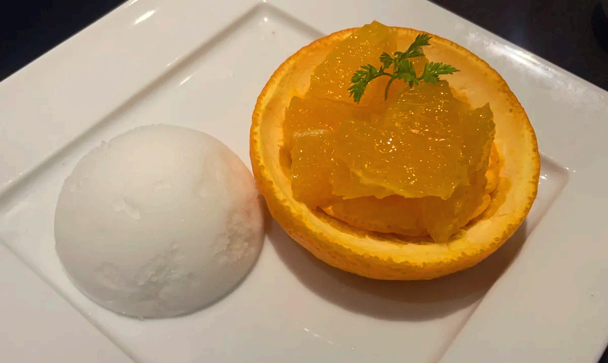 아부리야-센니치마에점-디저트-오렌지와-레몬셔벗