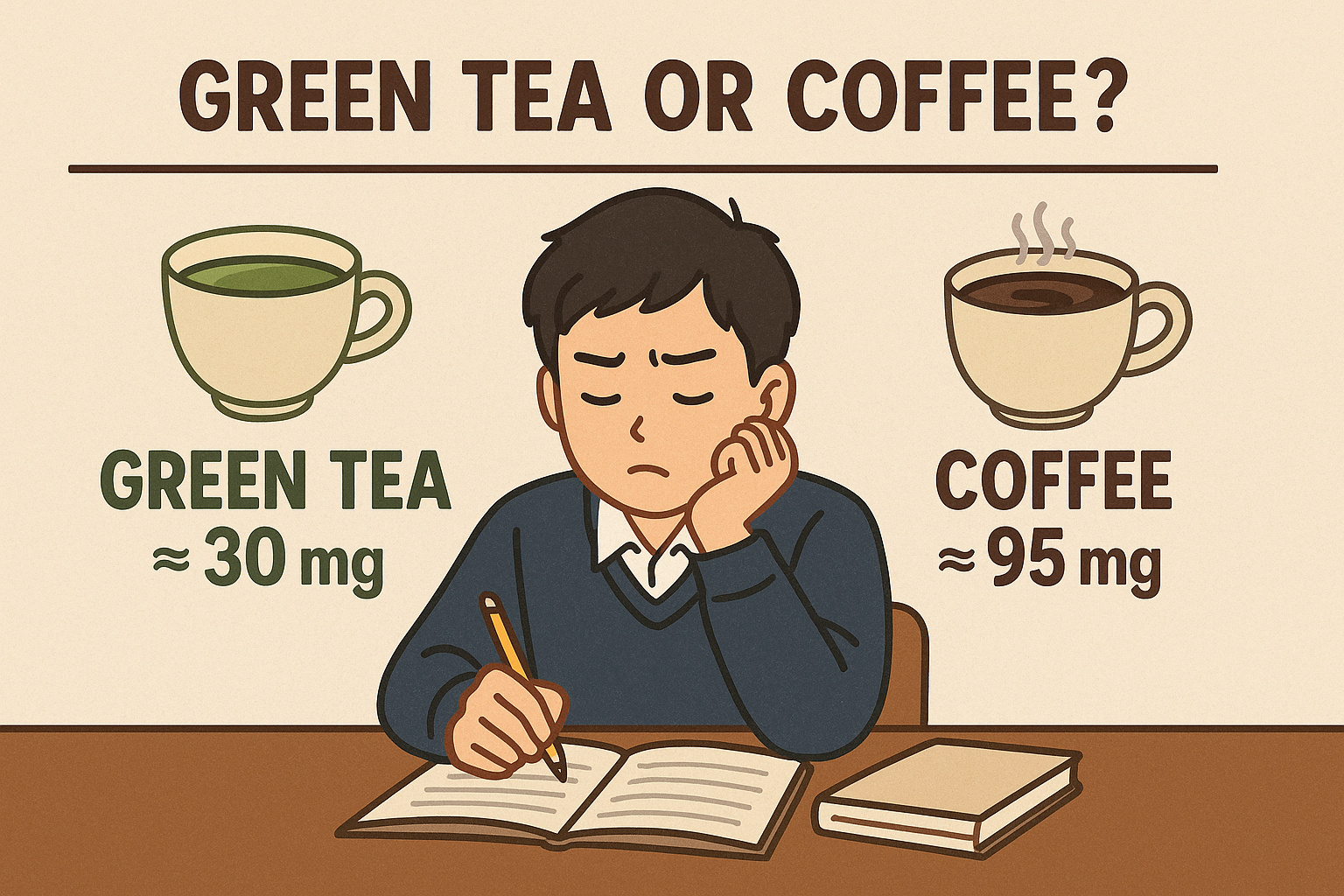수험생 녹차, 커피 카페인 비교