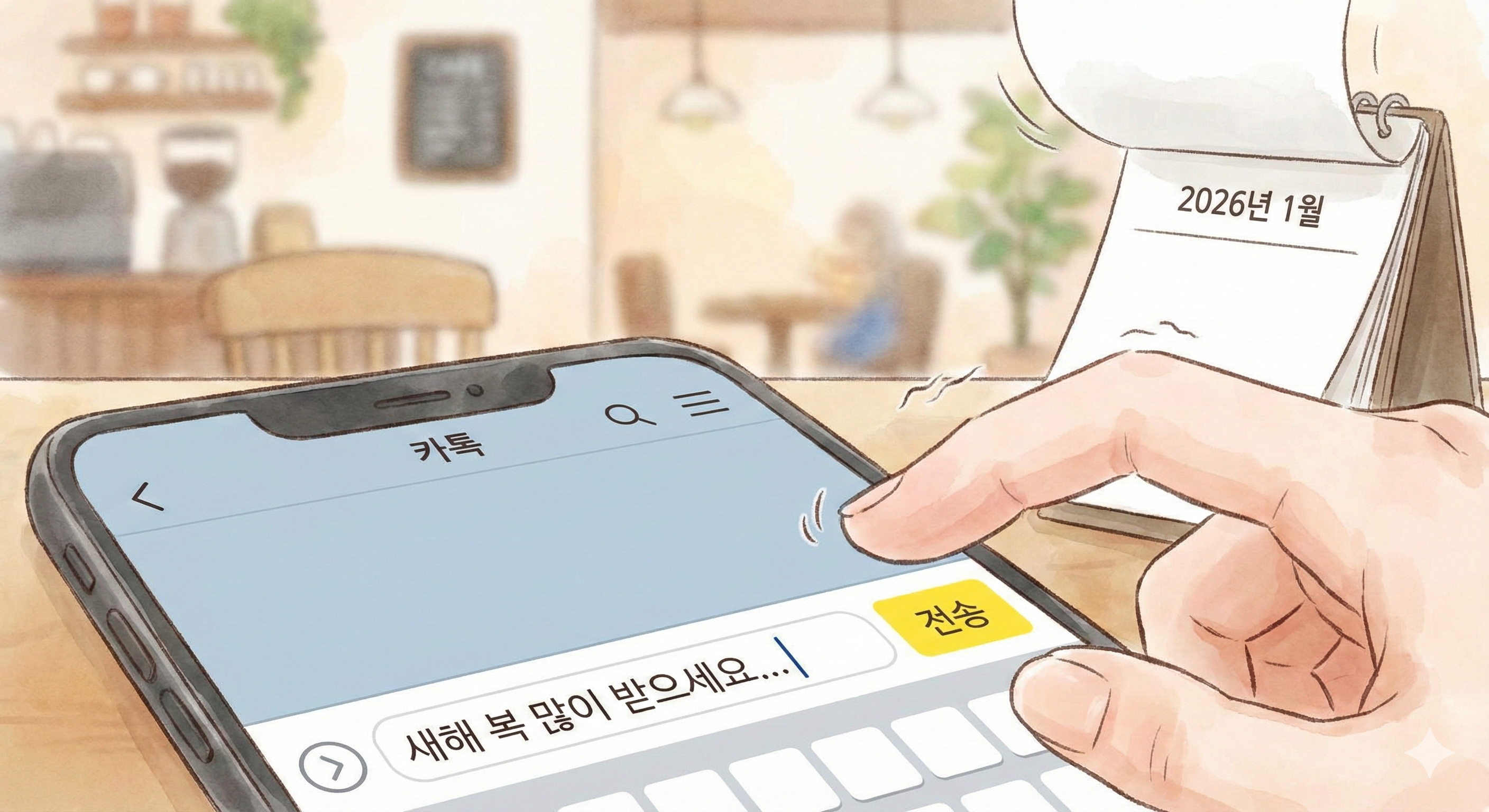 카톡보내려다가 망설이는 손