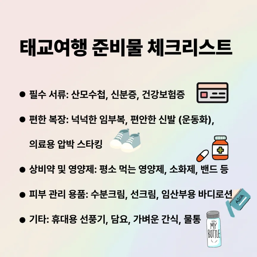 태교여행 준비물 체크리스트 인포그라피