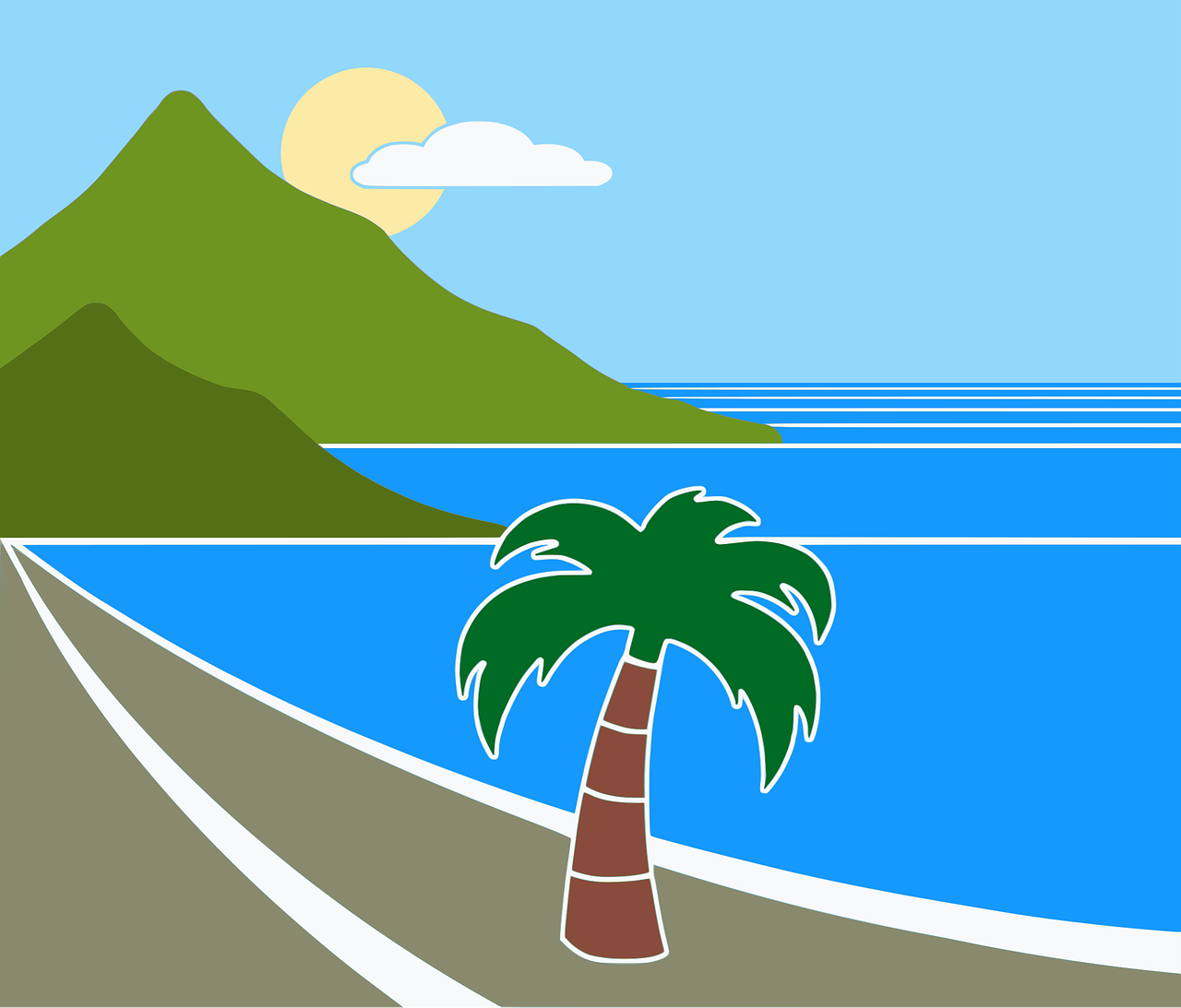 시원한 해변이 있는 그림