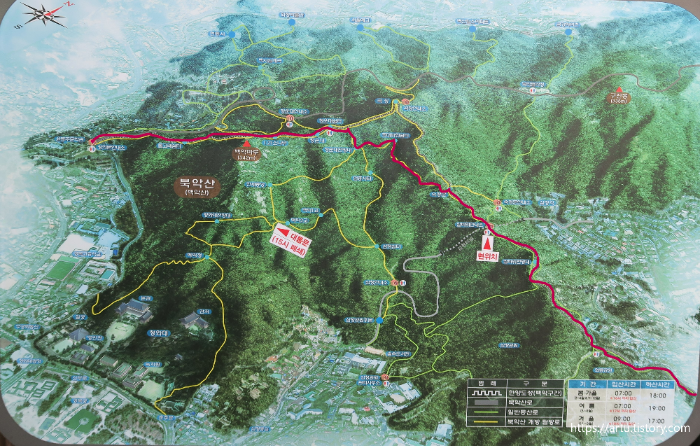 북악산 산행코스 지도