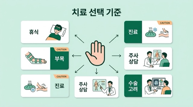 방아쇠 수지 치료 선택 기준