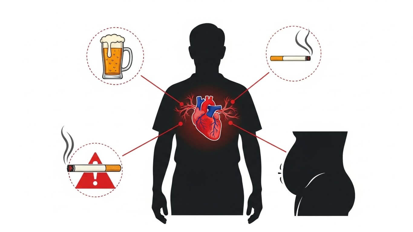 50대 남성 혈관주의 (음주, 흡연, 복부비만)