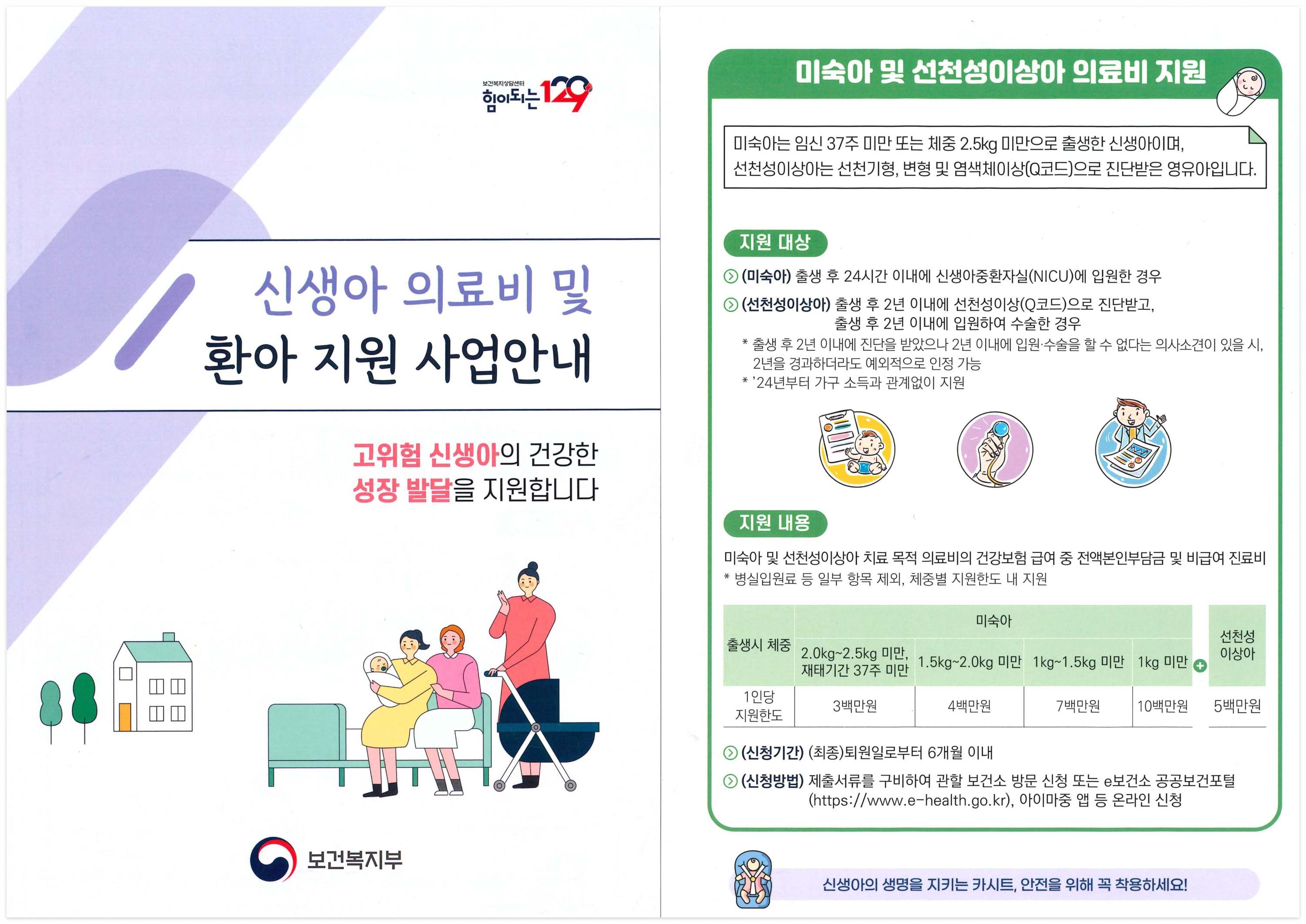 미숙아 의료비지원 보건소사업 필요서류