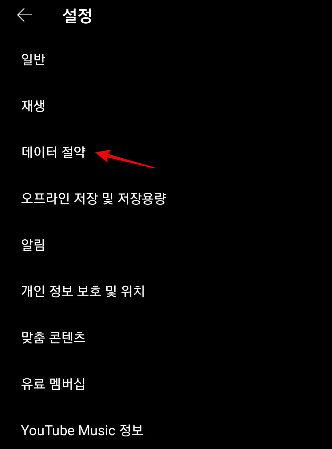 데이터 절약 선택