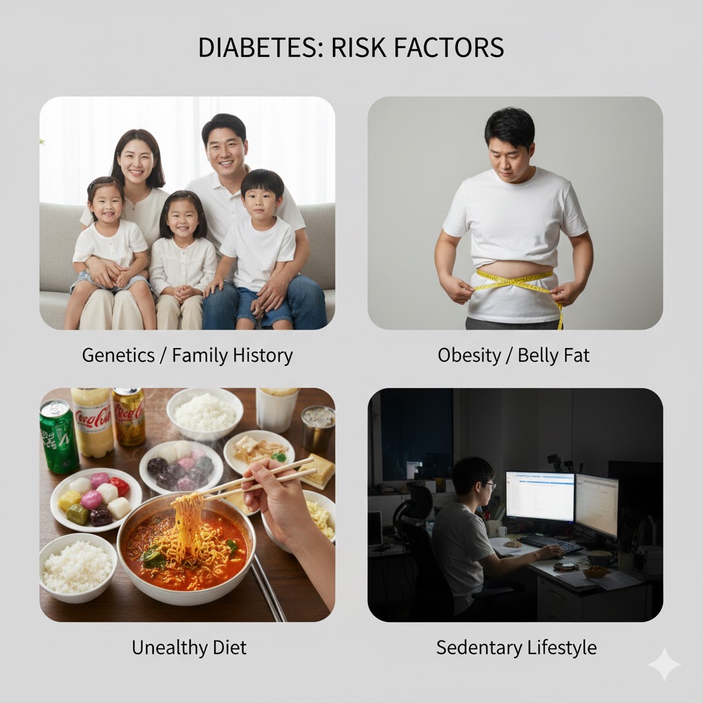 당뇨병 위험요인 유전 비만 식습관 운동부족