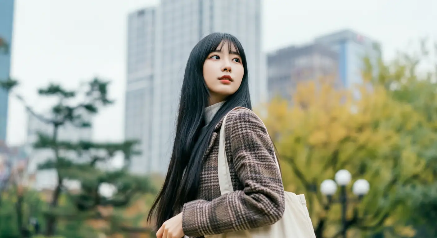 공원을 산책하는 여성