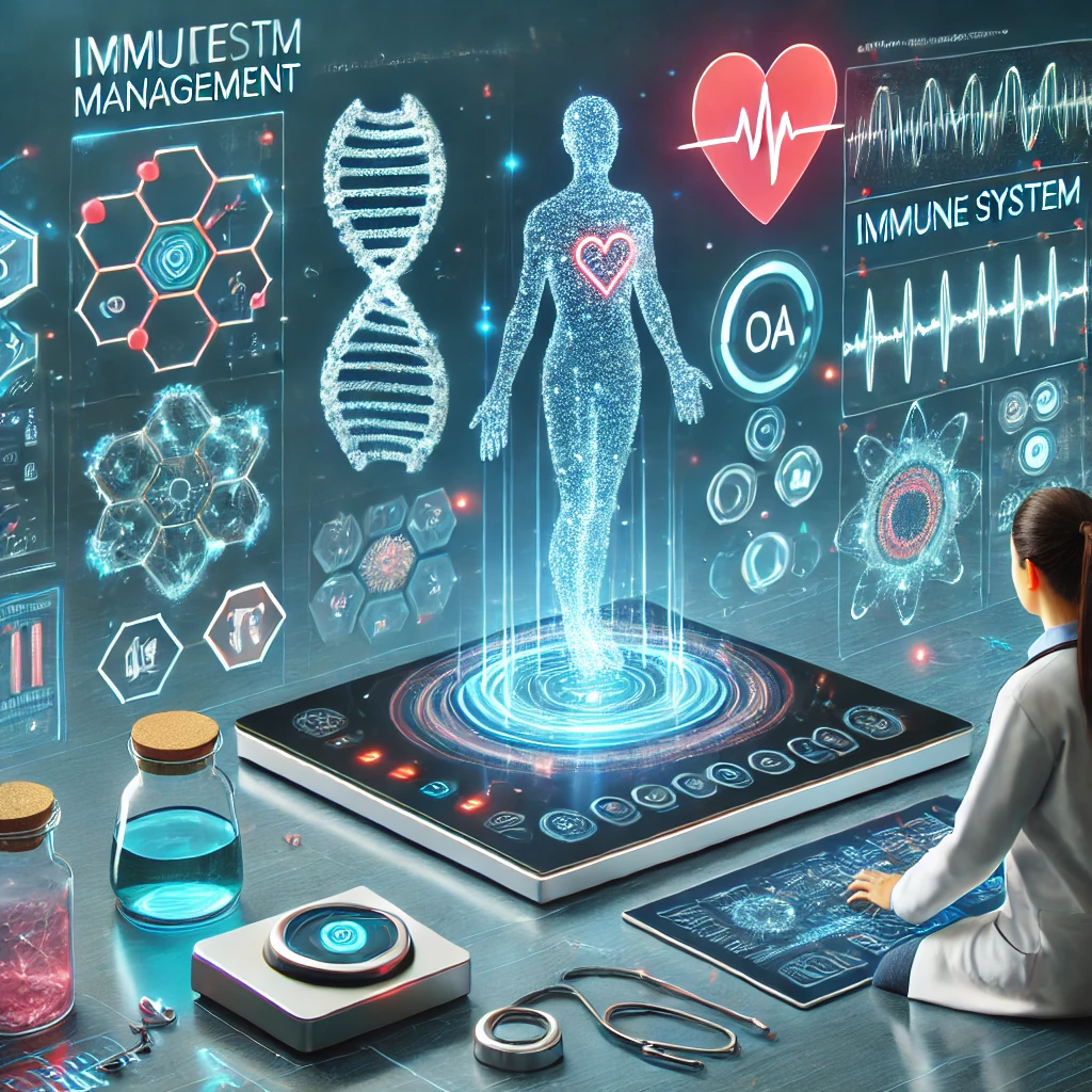 AI 기반 건강 관리, 유전자 분석, 스마트 헬스케어 기기를 활용한 미래 면역 관리 모습