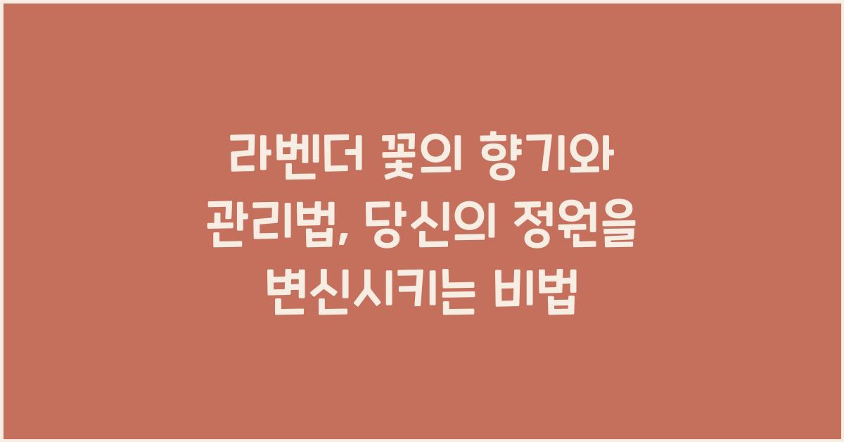 라벤더 꽃의 향기와 관리법