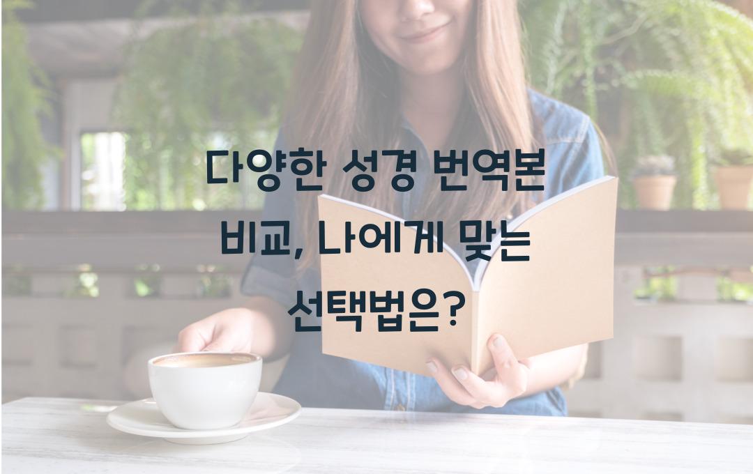 다양한 성경 번역본 비교: 나에게 딱 맞는 번역본은?