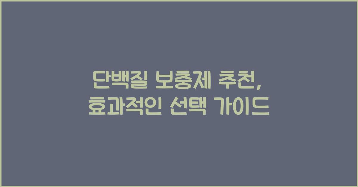 단백질 보충제 추천