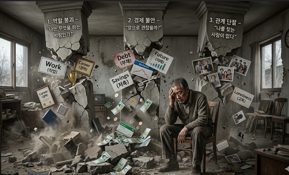 노후 위기는 &lsquo;하나&rsquo;가 아니라 &lsquo;세 가지가 동시에 무너질 때&rsquo; 발생한다