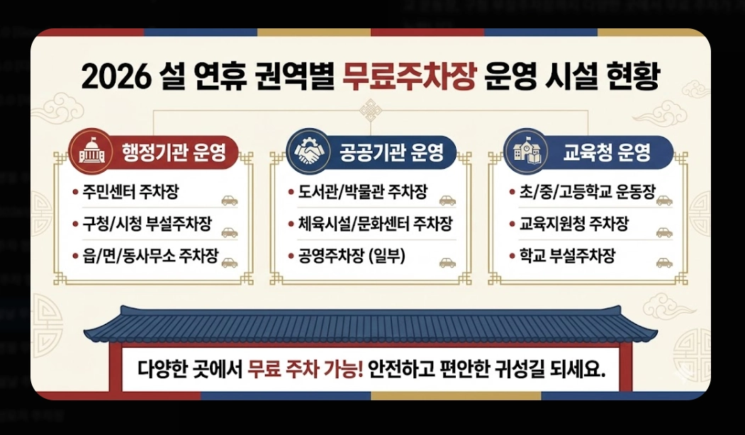 설날 무료주차장(2026 설날, 개방 기간, 전국 권역별)(+ 이용 꿀팁)