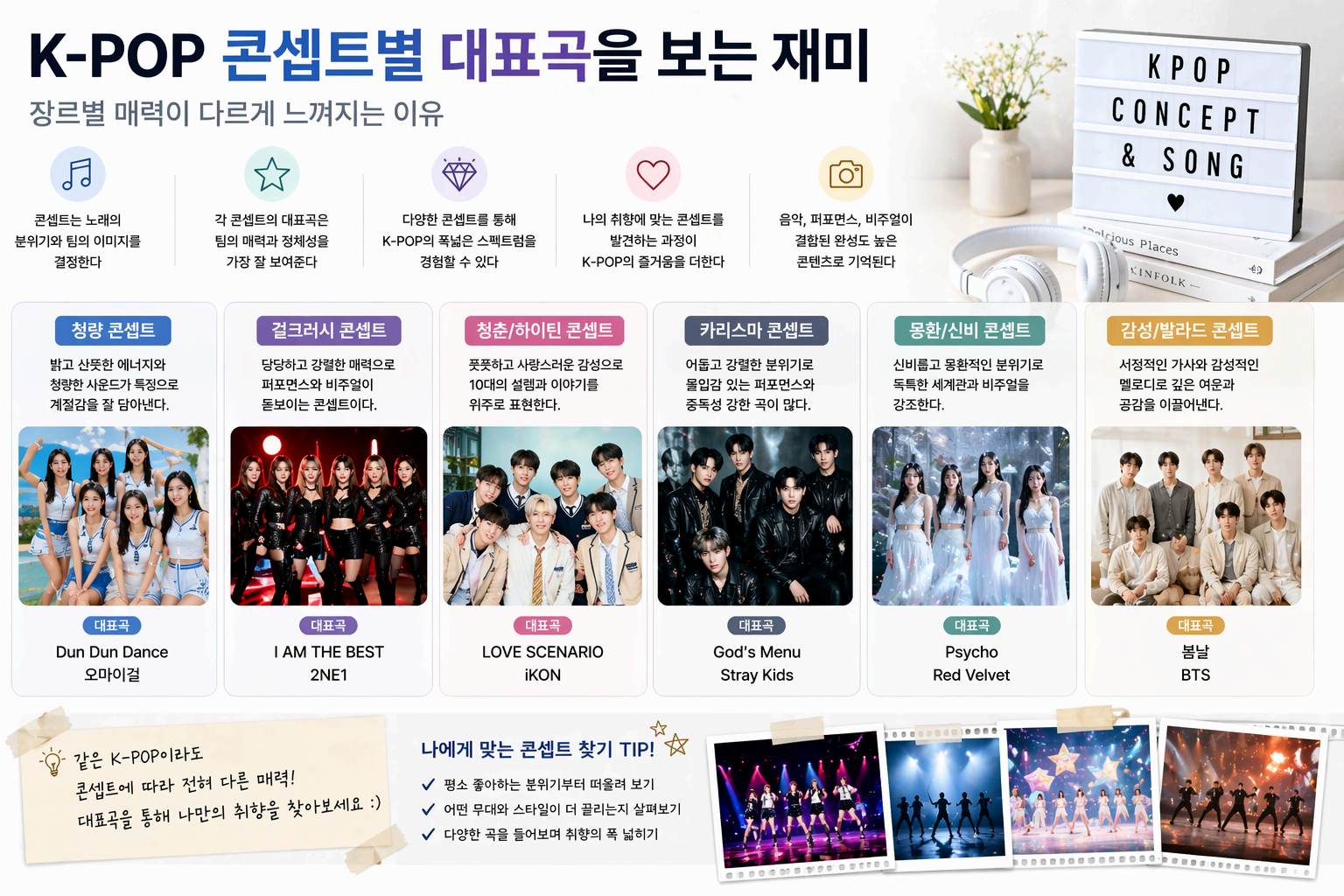 K-POP 콘셉트별 대표곡을 보는 재미와 장르별 매력이 다르게 느껴지는 이유