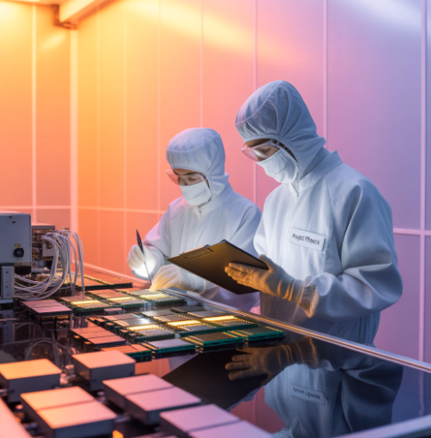 SK하이닉스 기술직 채용 조건 - 반도체 연구원들이 검수하는 모습