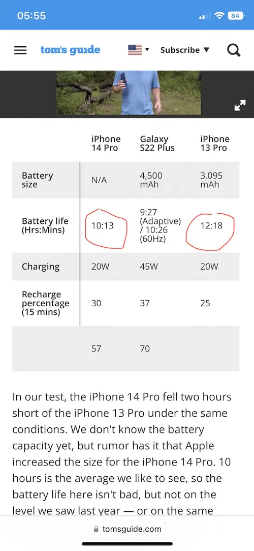 아이폰 14 프로 맥스, 아이폰 13 프로 맥스 배터리 시간