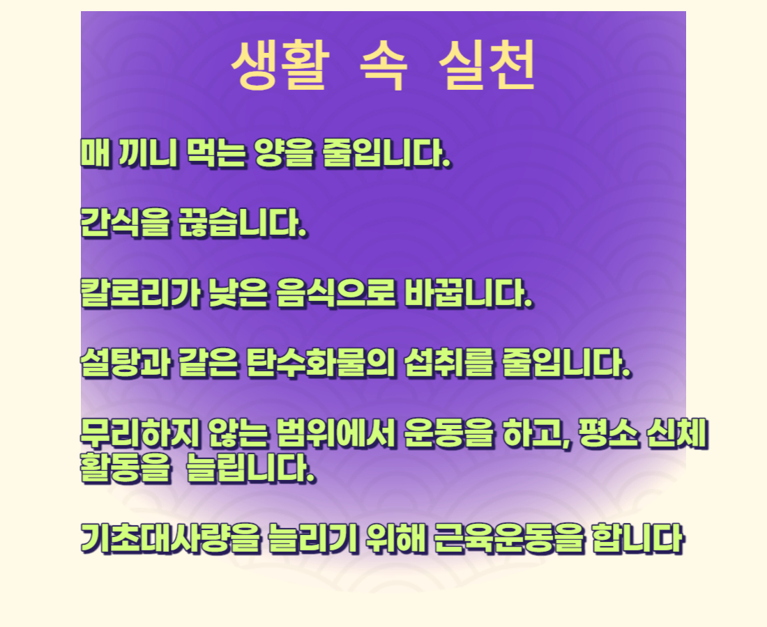 다이어트 생활 속 실천
