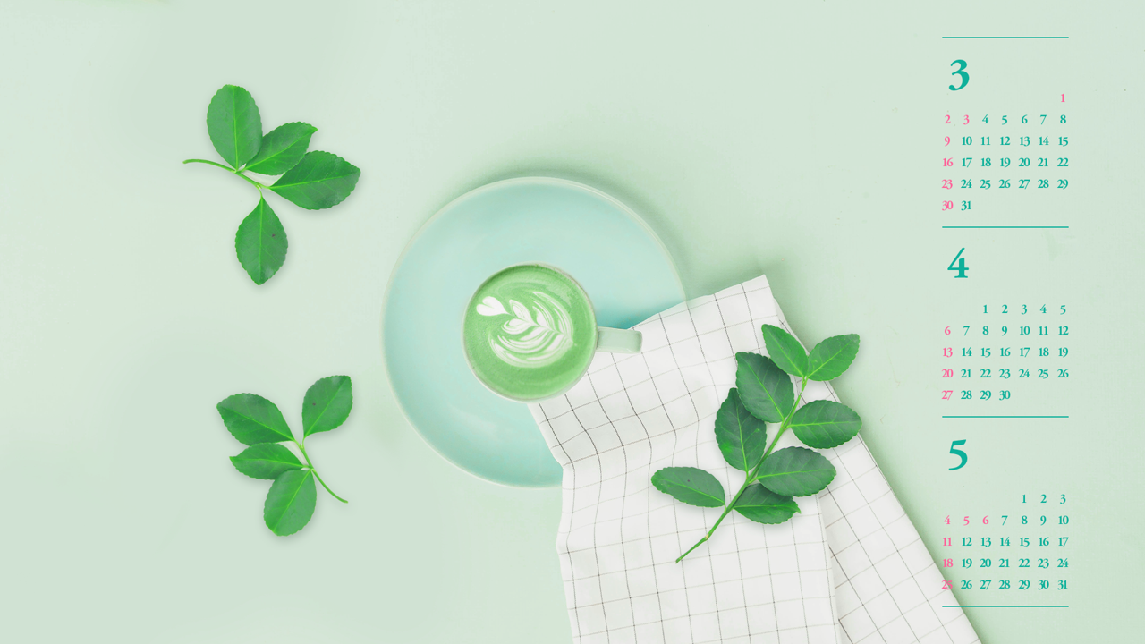 01 녹차라떼 B - 2025년4월 노트북배경화면