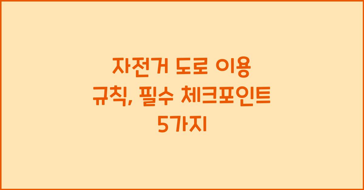 자전거 도로 이용 규칙