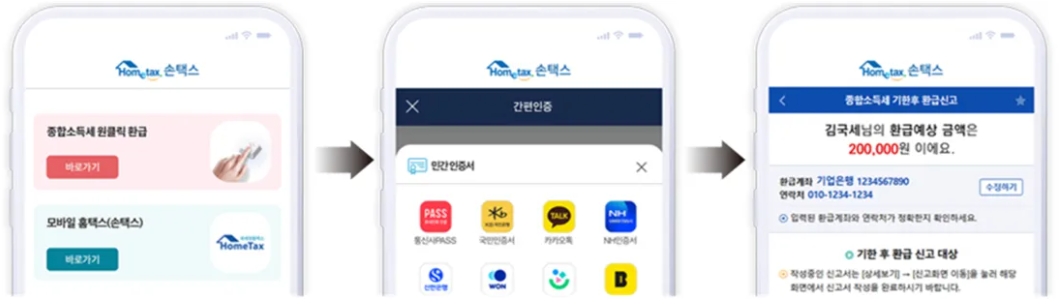홈택스 원클릭 환급금 신청방법