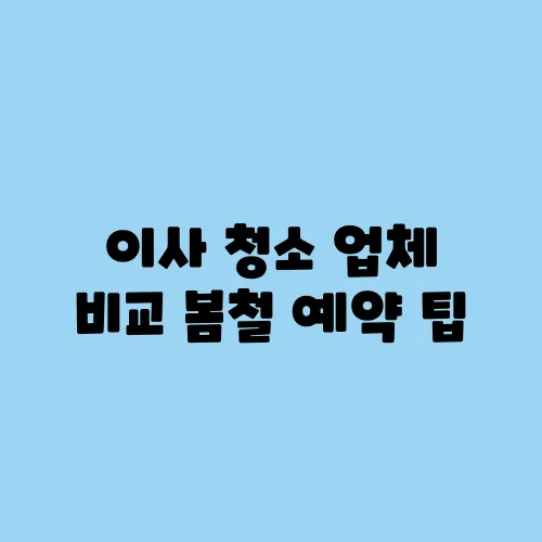 이사 청소 업체 비교 봄철 예약 팁