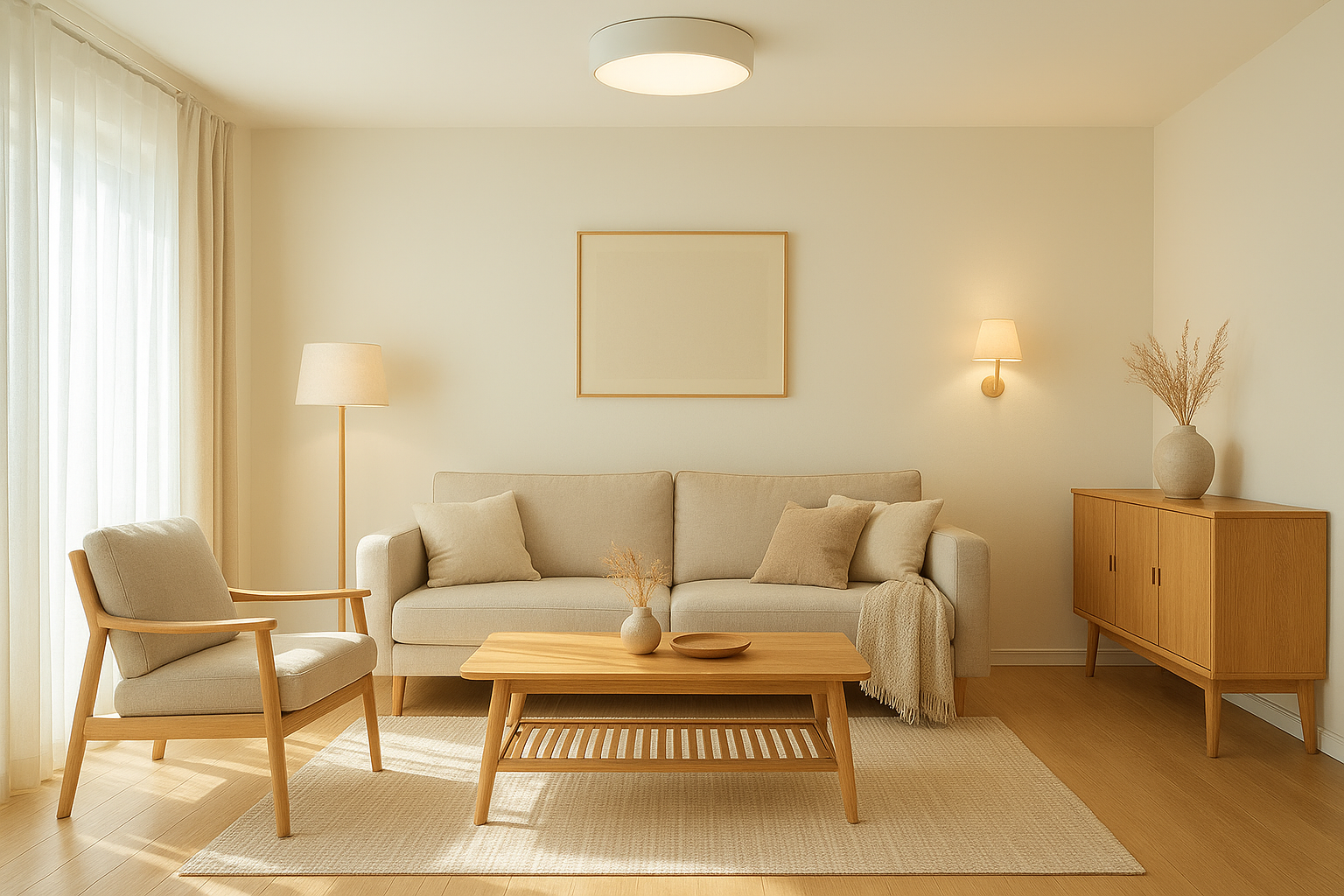 워밍업코어 인테리어 (레이어드 조명,원목가구)