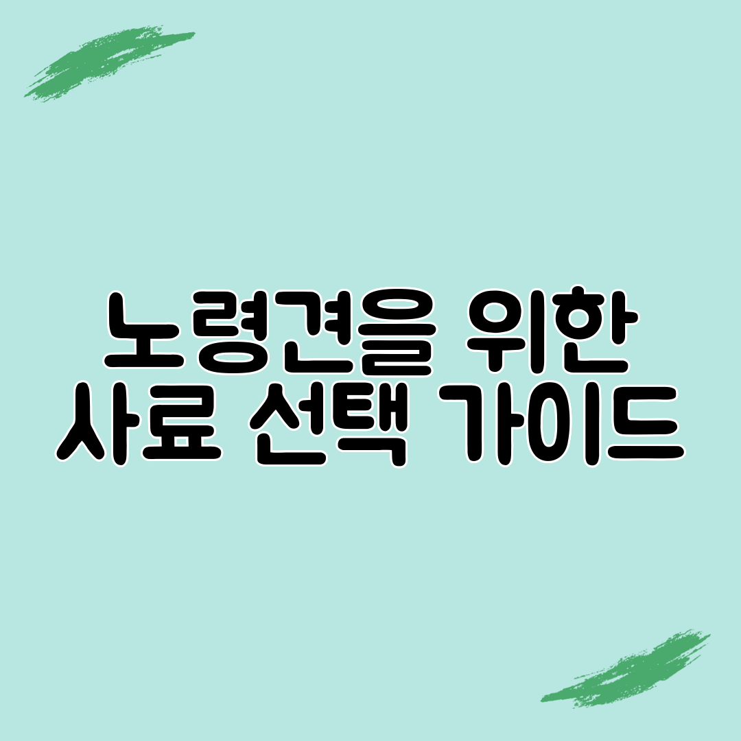 노령견을 위한 사료 선택 가이드