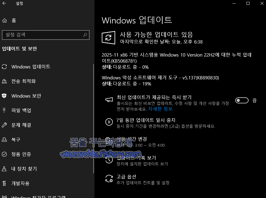 마이크로소트 윈도우 10 ESU 업데이트